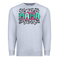 Heather Grey mama leopard Premium Sweatshirt - MaliasSmallBusiness