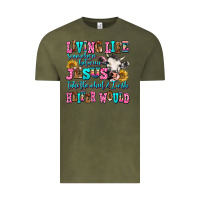 Vintage Olive living life somewhere between jesus take the wheel Vintage Tee - AdoDesignShop