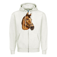 Oatmeal Heather horse Zipper Hoodie - BarkalooDesign
