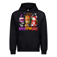 Black Happy Hallothanksmas wine glass and coffee Urban Hoodie - NancyCooperArtShop