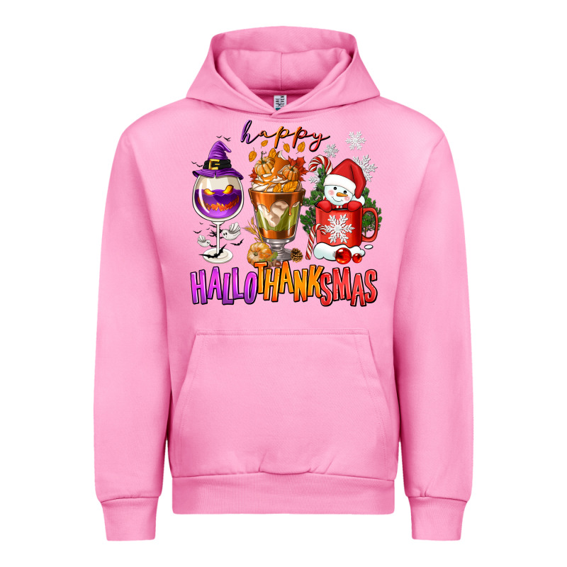 Happy Hallothanksmas Wine Glass And Coffee Urban Hoodie by NancyCooperArtShop | Teevron