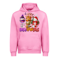 Fuchsia Pink Happy Hallothanksmas wine glass and coffee Urban Hoodie - NancyCooperArtShop