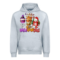 Heather Grey Happy Hallothanksmas wine glass and coffee Urban Hoodie - NancyCooperArtShop