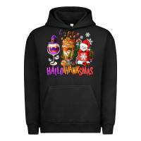 Pigment Black Happy Hallothanksmas wine glass and coffee Urban Hoodie - NancyCooperArtShop