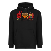 Black peace love firefighter Heavyweight Hoodie - NancyCooperArtShop