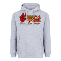 Heather Grey peace love firefighter Heavyweight Hoodie - NancyCooperArtShop