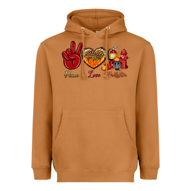 Peace Love Firefighter Heavyweight Hoodie by NancyCooperArtShop | Teevron