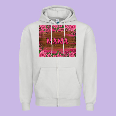 Floral Leopard Mama Tumbler Zipper Hoodie Designed By Barkaloodesign