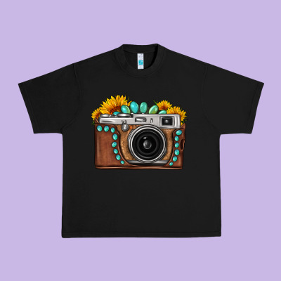 Sunflower Gemstone Vintage Camera Urban Heavy Tee Designed By Fadigitalartstudio
