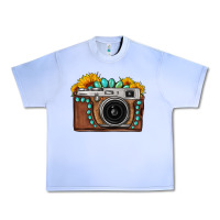 Grape Ice Sunflower Gemstone Vintage Camera Urban Heavy Tee - FaDigitalArtStudio