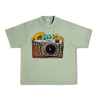 Oil Green Sunflower Gemstone Vintage Camera Urban Heavy Tee - FaDigitalArtStudio