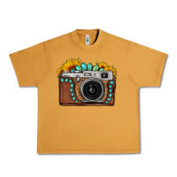 Peanut Butter Sunflower Gemstone Vintage Camera Urban Heavy Tee - FaDigitalArtStudio