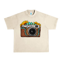 Sandshell Sunflower Gemstone Vintage Camera Urban Heavy Tee - FaDigitalArtStudio