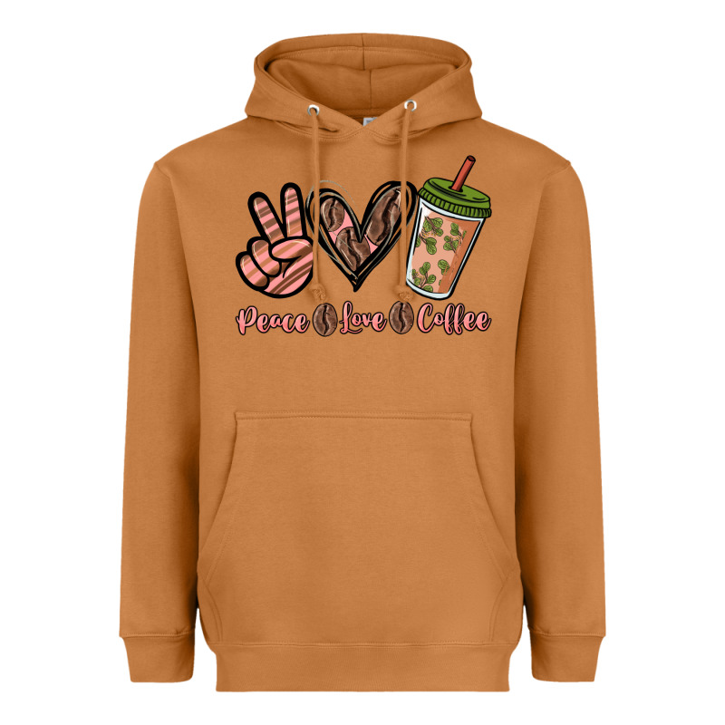 Peace Love Coffee Heavyweight Hoodie by NancyCooperArtShop | Teevron
