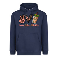 Navy peace love coffee Heavyweight Hoodie - NancyCooperArtShop
