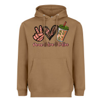 Toasted Coconut peace love coffee Heavyweight Hoodie - NancyCooperArtShop