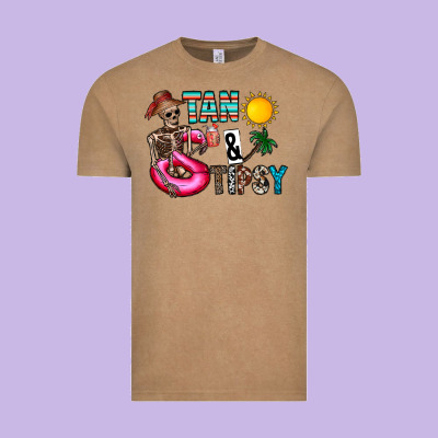 Tan Tipsy Vintage Tee Designed By Cowhidedigitalart