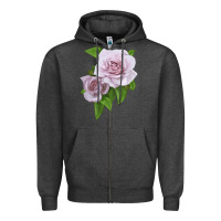 Charcoal Heather Silver Lining Rose Zipper Hoodie - LillyAllenDesigns