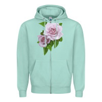 Seafoam Silver Lining Rose Zipper Hoodie - LillyAllenDesigns