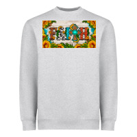 Heather Grey faith cross and sunflower license plate Heavyweight Sweatshirt - HRA Design Shop