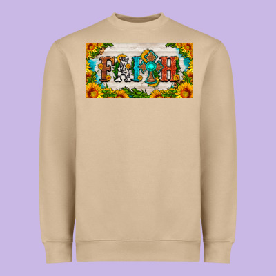 Faith Cross And Sunflower License Plate Heavyweight Sweatshirt Designed By Hra Design Shop