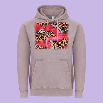 Valentine's Day Cowhide Leopard Background Vintage Hoodie Designed By Jahusdesignshop