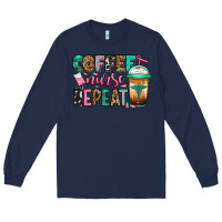 Navy nurse coffee repeat Long Sleeve Tee - Jasminsmagicworld