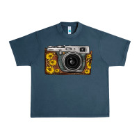 Midnight Navy sunflower leopard vintage camera Urban Heavy Tee - FaDigitalArtStudio