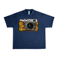 Navy sunflower leopard vintage camera Urban Heavy Tee - FaDigitalArtStudio