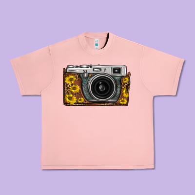 Sunflower Leopard Vintage Camera Urban Heavy Tee Designed By Fadigitalartstudio