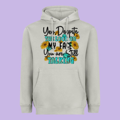You Despite The Lok On My Face You Are Still Talki Heavyweight Hoodie Designed By Maliassmallbusiness