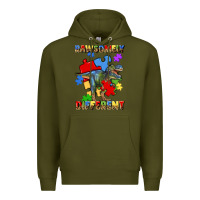 Army Green rawsomely different autism t rex Premium Hoodie - Artiststas