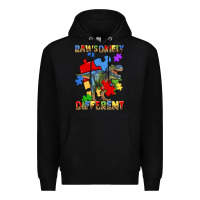 Black rawsomely different autism t rex Premium Hoodie - Artiststas