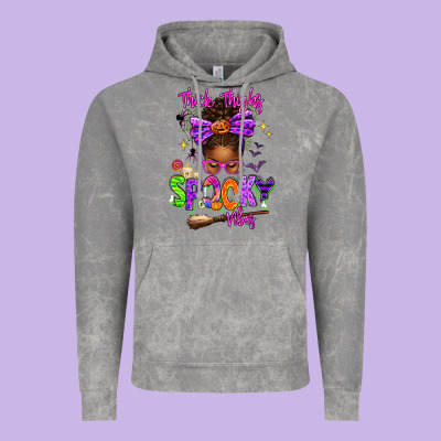 Thick Thighs Spooky Vibes Vintage Hoodie Designed By Texasbilliewilder
