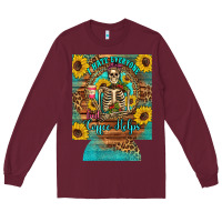 Burgundy i hate everyone but coffee helps western skeleton coffee sunflowers 12 Long Sleeve Tee - Artiststas