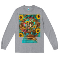 Heather Grey i hate everyone but coffee helps western skeleton coffee sunflowers 12 Long Sleeve Tee - Artiststas
