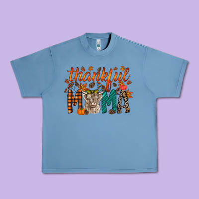 Thankful Mama Highland Cow Urban Heavy Tee Designed By Racoondesign