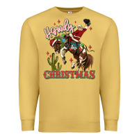 Antique Gold howdy christmas cowboy santa Premium Sweatshirt - MaliasSmallBusiness