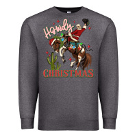 Charcoal Heather howdy christmas cowboy santa Premium Sweatshirt - MaliasSmallBusiness