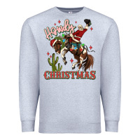 Heather Grey howdy christmas cowboy santa Premium Sweatshirt - MaliasSmallBusiness