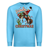 Ocean Blue howdy christmas cowboy santa Premium Sweatshirt - MaliasSmallBusiness