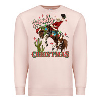 Pale Pink howdy christmas cowboy santa Premium Sweatshirt - MaliasSmallBusiness
