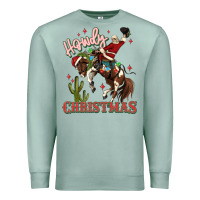 Seafoam howdy christmas cowboy santa Premium Sweatshirt - MaliasSmallBusiness