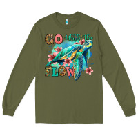 Army Green go with the flow floral turtle Long Sleeve Tee - Jasminsmagicworld