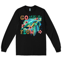 Black go with the flow floral turtle Long Sleeve Tee - Jasminsmagicworld