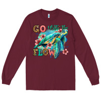 Burgundy go with the flow floral turtle Long Sleeve Tee - Jasminsmagicworld