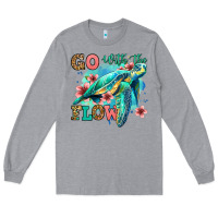 Heather Grey go with the flow floral turtle Long Sleeve Tee - Jasminsmagicworld