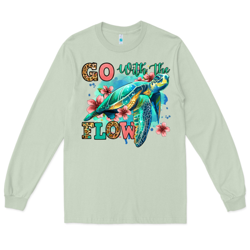 Go With The Flow Floral Turtle Long Sleeve Tee by Jasminsmagicworld | Teevron