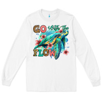 White go with the flow floral turtle Long Sleeve Tee - Jasminsmagicworld