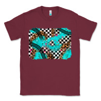 Burgundy race day turquoise background Classic Tee - AdoDesignShop